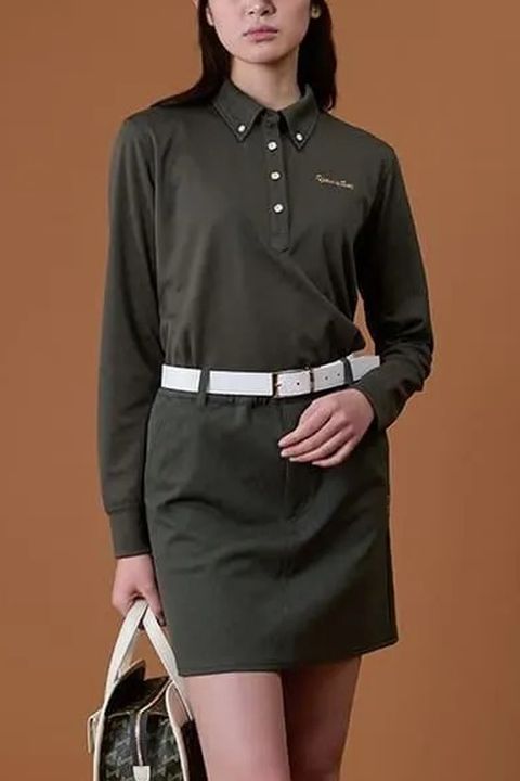 【26AW】【レディース】 WOMENS GM JACQUARD POLO L/S / オリジナルテキスタイルジャガード ロングスリーブ ボタンダウンポロシャツ (カーキ)*