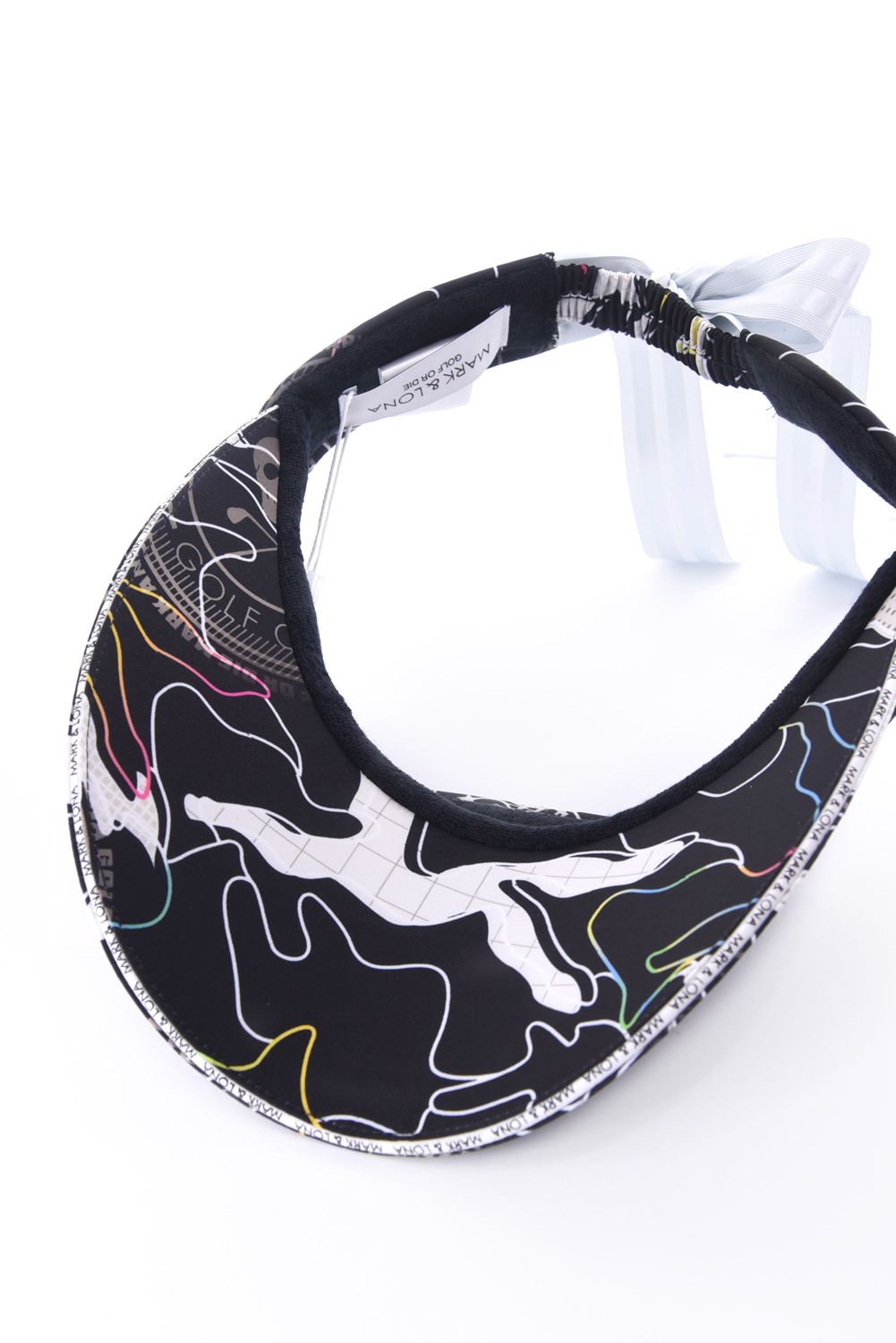 【26SS】【レディース】 AXON CAMO WIDE BRIM VISOR / カモフラージュプリント ラインストーンロゴ つば広リボンサンバイザー (ブラック)