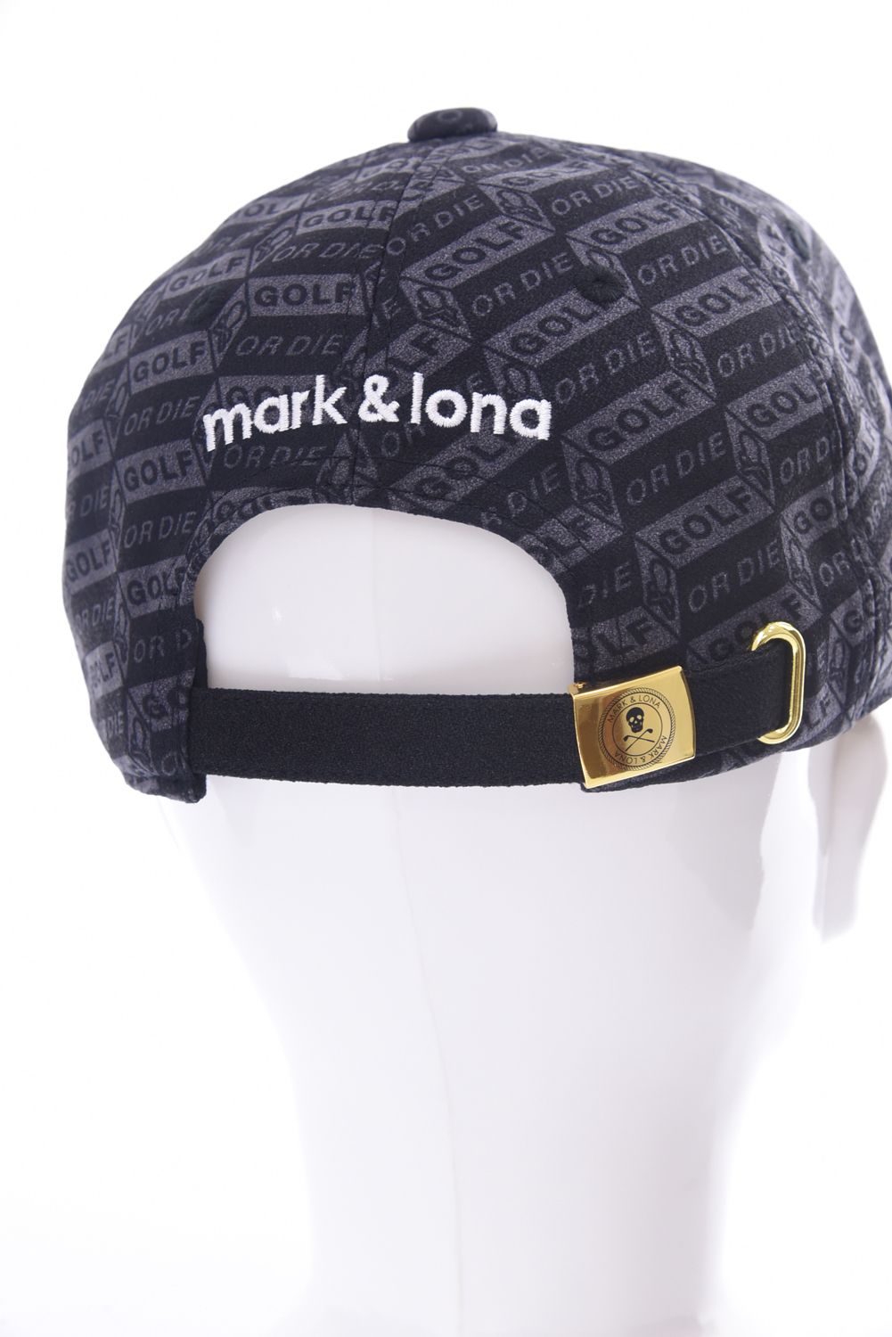 DÉPÊCHE EMBROIDERY CAP / ジオメトリック総柄 サークルスカル刺繍 ベースボールキャップ (ブラック)