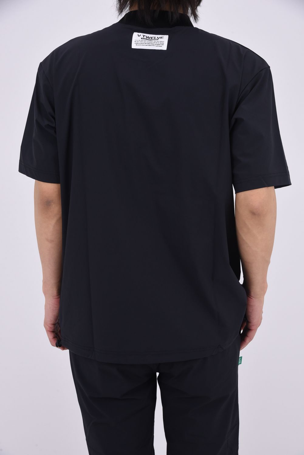 【26SS】 OZ MOCK / ストレッチナイロン カンガルーポケット モックネックTシャツ (ブラック)