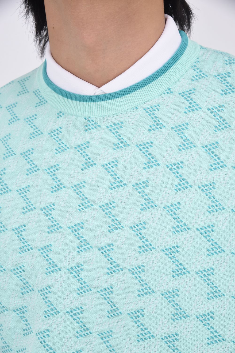 【25AW】 GM JACQUARD LIGHT KNIT / GMジャカード クルーネック ライトニット (ミント)*