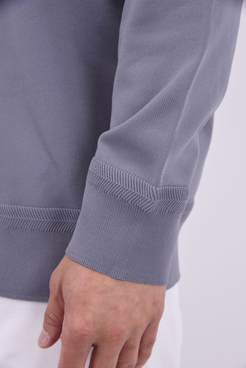 【26AW】 MEN’S PLANE KNIT HALFZIP / BGロゴ ハーフジップニット (グレー)