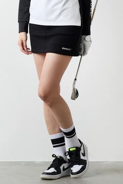 【25AW】【レディース】 SWITCHED FABRIC SKIRT / ボンディング素材 ハイブリッドスカート (ブラック)