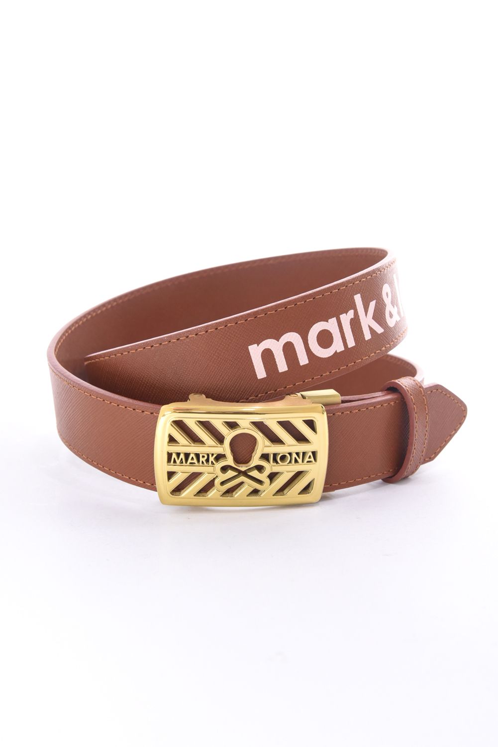 HOLLOW SKULL ADJUST LEATHER BELT / ブランクスカルバックル 無段階調整レザーベルト (ブラウン)