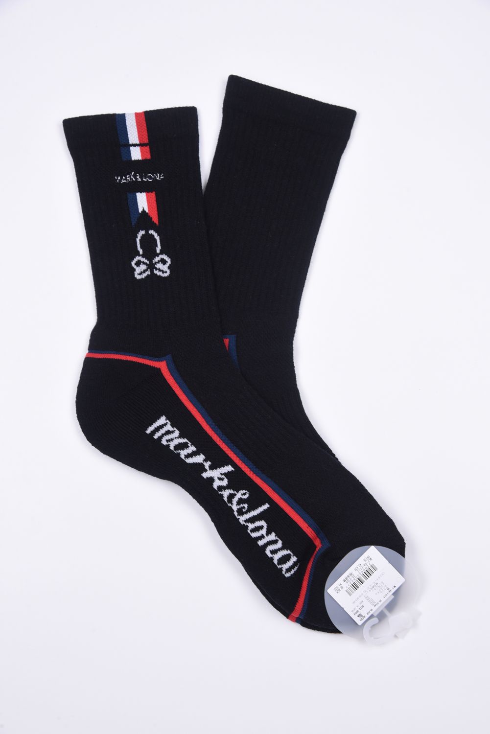 【26SS】 EMLT CUSHION CREW SOCKS / サイドライン メッシュ編み クルーソックス (ブラック)