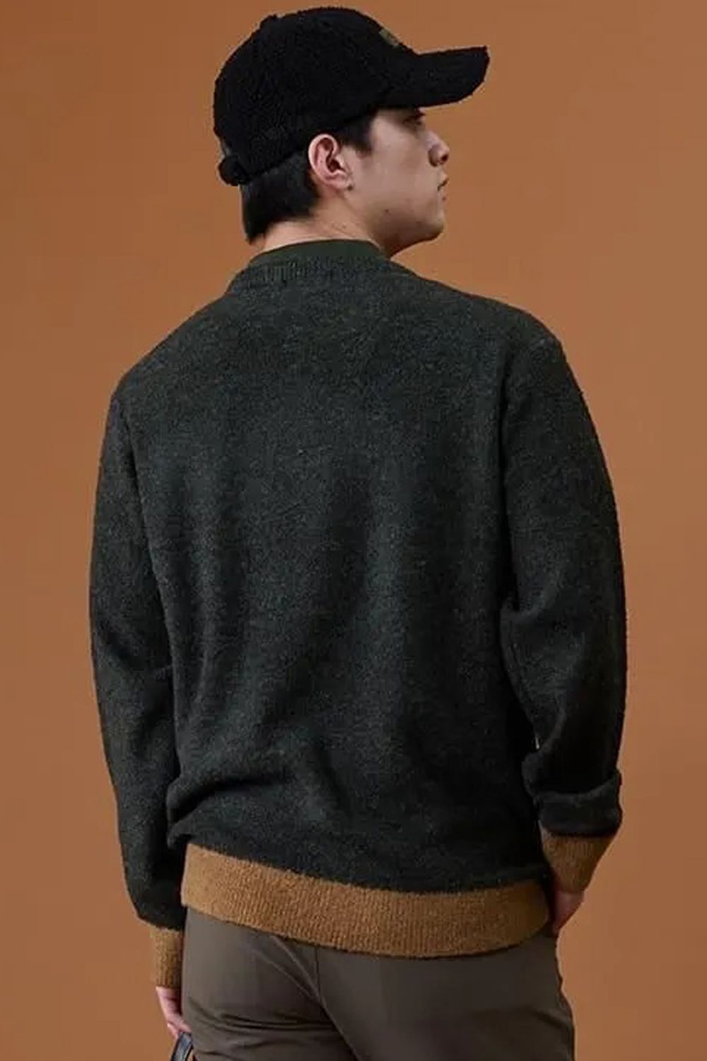 【26AW】 ACCENT BOUCLE KNIT / アクセントリブ ブークレニット (カーキ)*