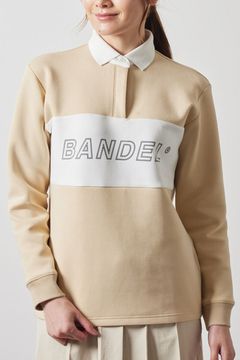 【レディース】 COLOR BLOCK L/S RUGBY POLO / フロントロゴ バイカラー ロングスリーブ ラグビーポロシャツ (ベージュ/ホワイト)