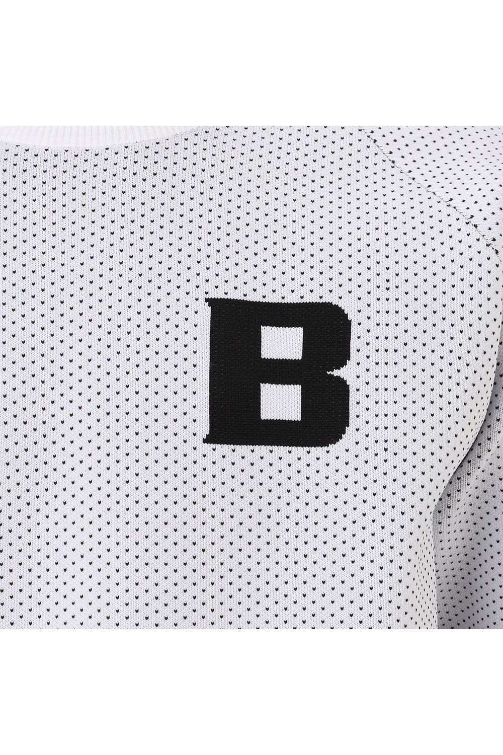 【26AW】 MEN’S BIRDS EYE KNIT CREWNECK / バーズアイパターン ブランドロゴ クルーネックニット (ホワイト)