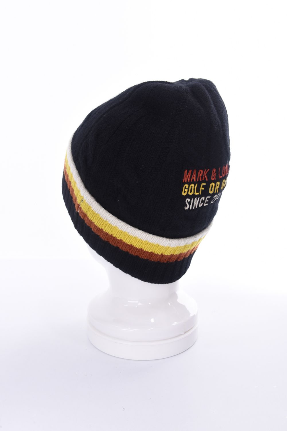 MARK&LONA - EVER STRIPED CABLE KNIT BEANIE / ボーダー