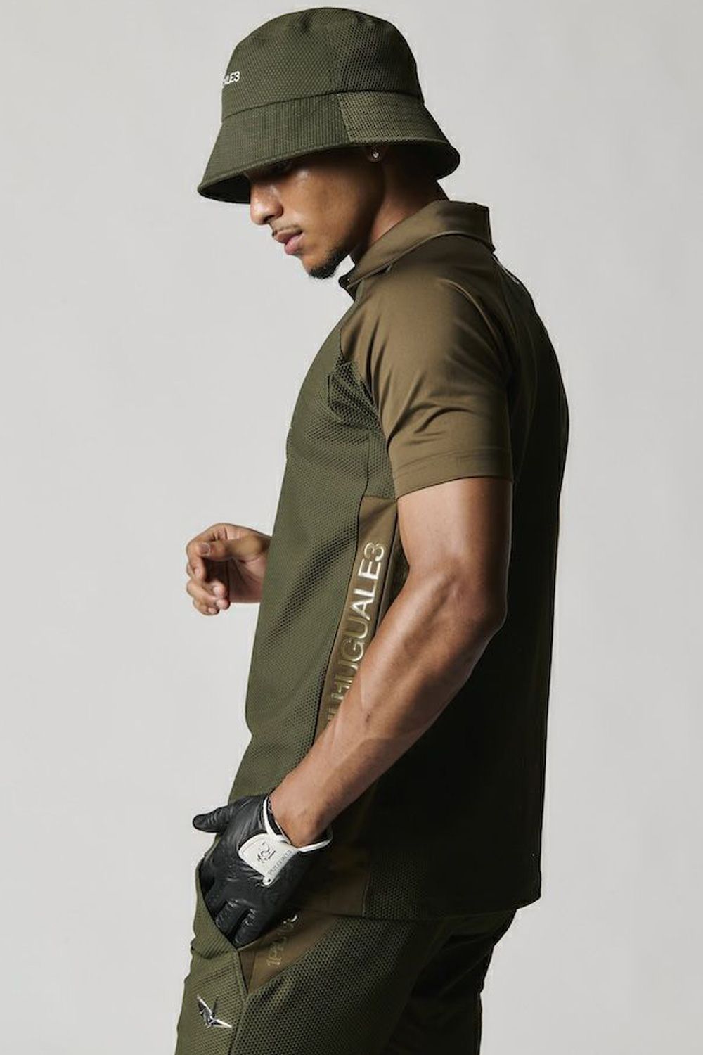 【25SS】 113 GOLF S/S POLO MESH  / ROICA素材 メッシュ ポロシャツ (カーキ)