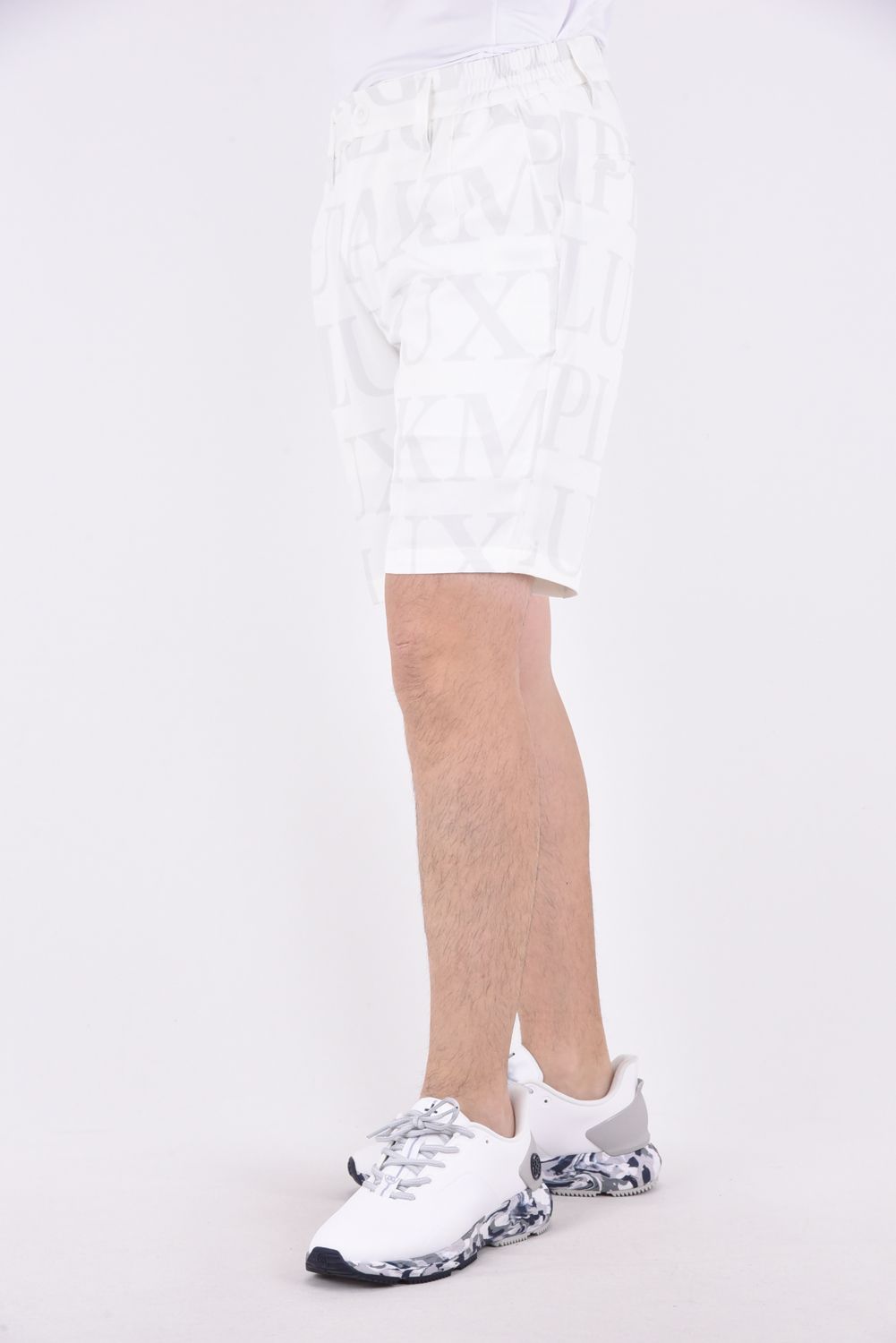 SAME LOGO SHORT PANTS / 総柄ロゴ ハーフスラックス (ホワイト)