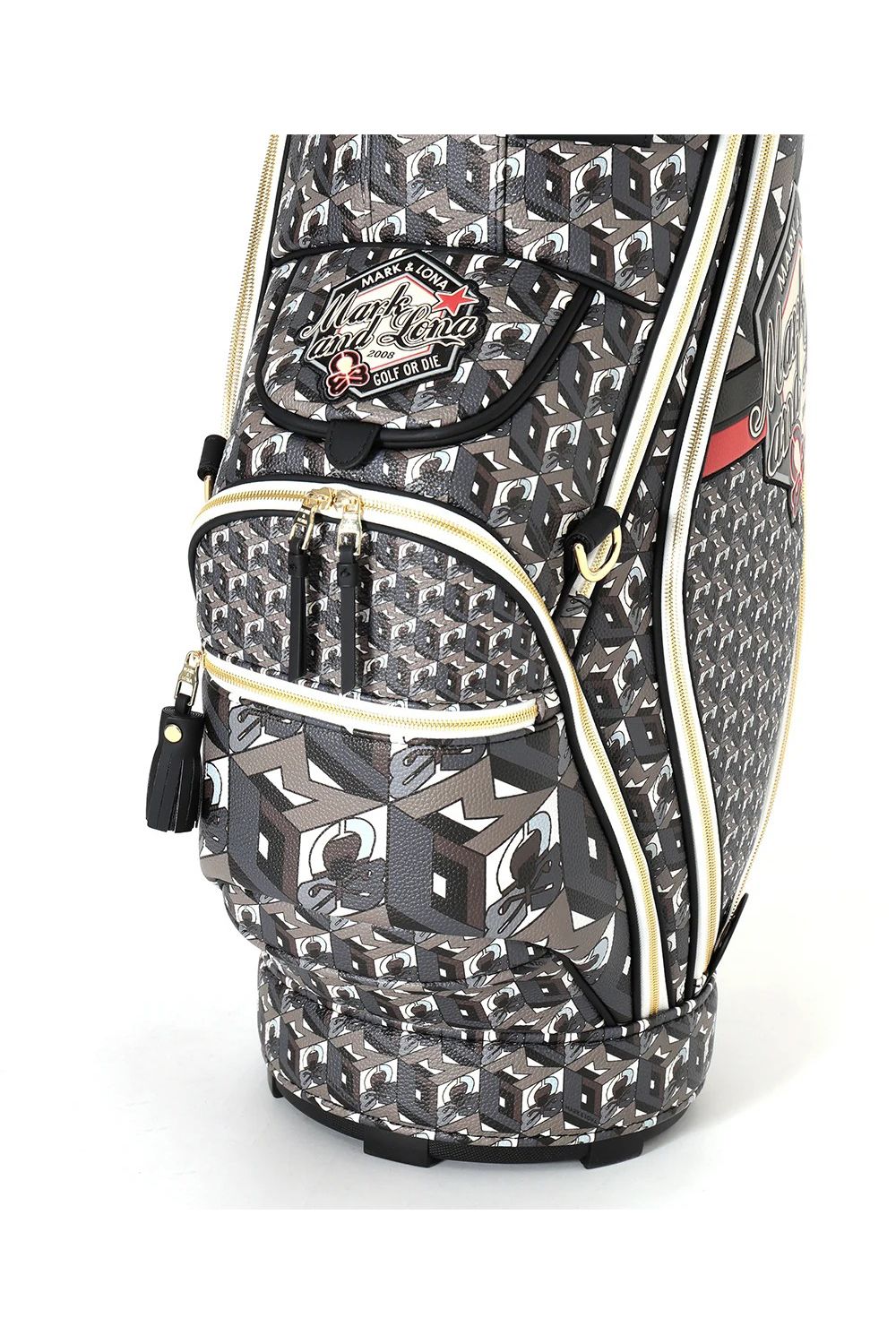 【26AW】 PRISME TOUR CADDIE BAG / 3Dキューブパターン シンセティックレザー カートタイプ キャディバッグ (ブラック)