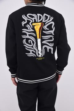 【25AW】 HIGHLY ADICTIVE KNIT / バックグラフィック 裏地付き モックネックリブニット (ブラック)