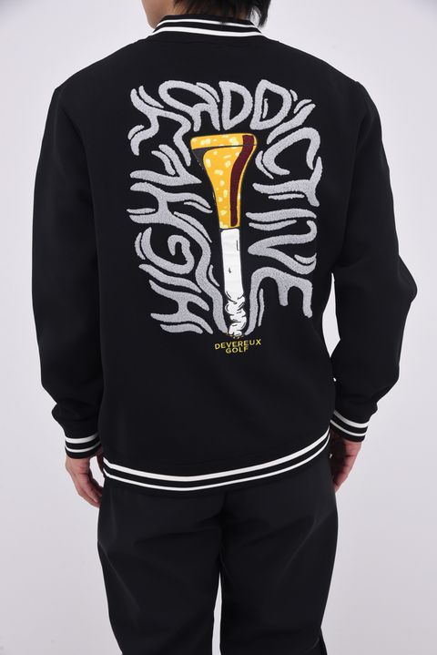 【25AW】 HIGHLY ADICTIVE KNIT / バックグラフィック 裏地付き モックネックリブニット (ブラック)