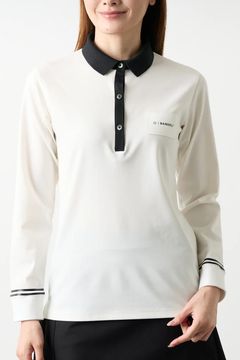 【25AW】【レディース】 BICOLOR POLO / バイカラー長袖ポロ (ホワイト)
