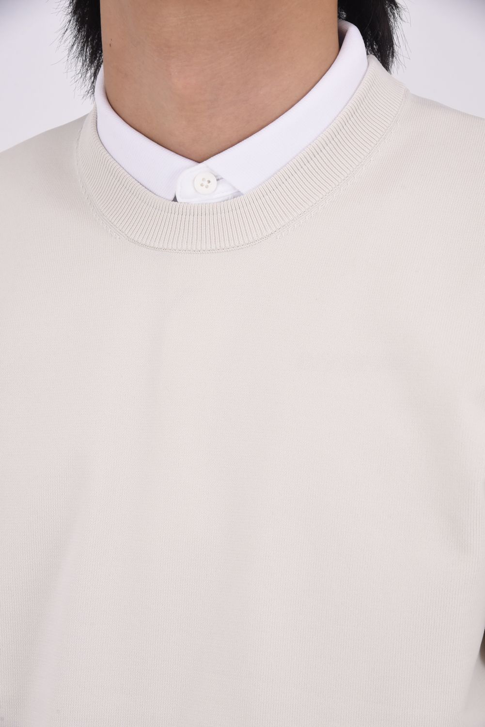 【25AW】 MEN'S WR CREWNECK KNIT / 超撥水糸 袖ワッペン クルーネックニット (ベージュ)