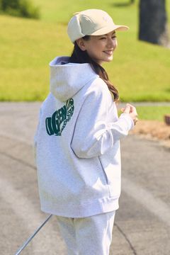 【26AW】 【ユニセックス対応】 COTTON STRETCH HOODIE / ダンボール素材 バックプリント ストレッチフーディ (グレー)
