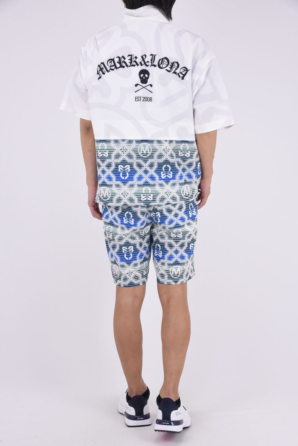 【26SS】 IMPERIAL VENT TECH JACKET / ジオメトリックパターン ショートスリーブ スタンドカラージャケット (ホワイト)