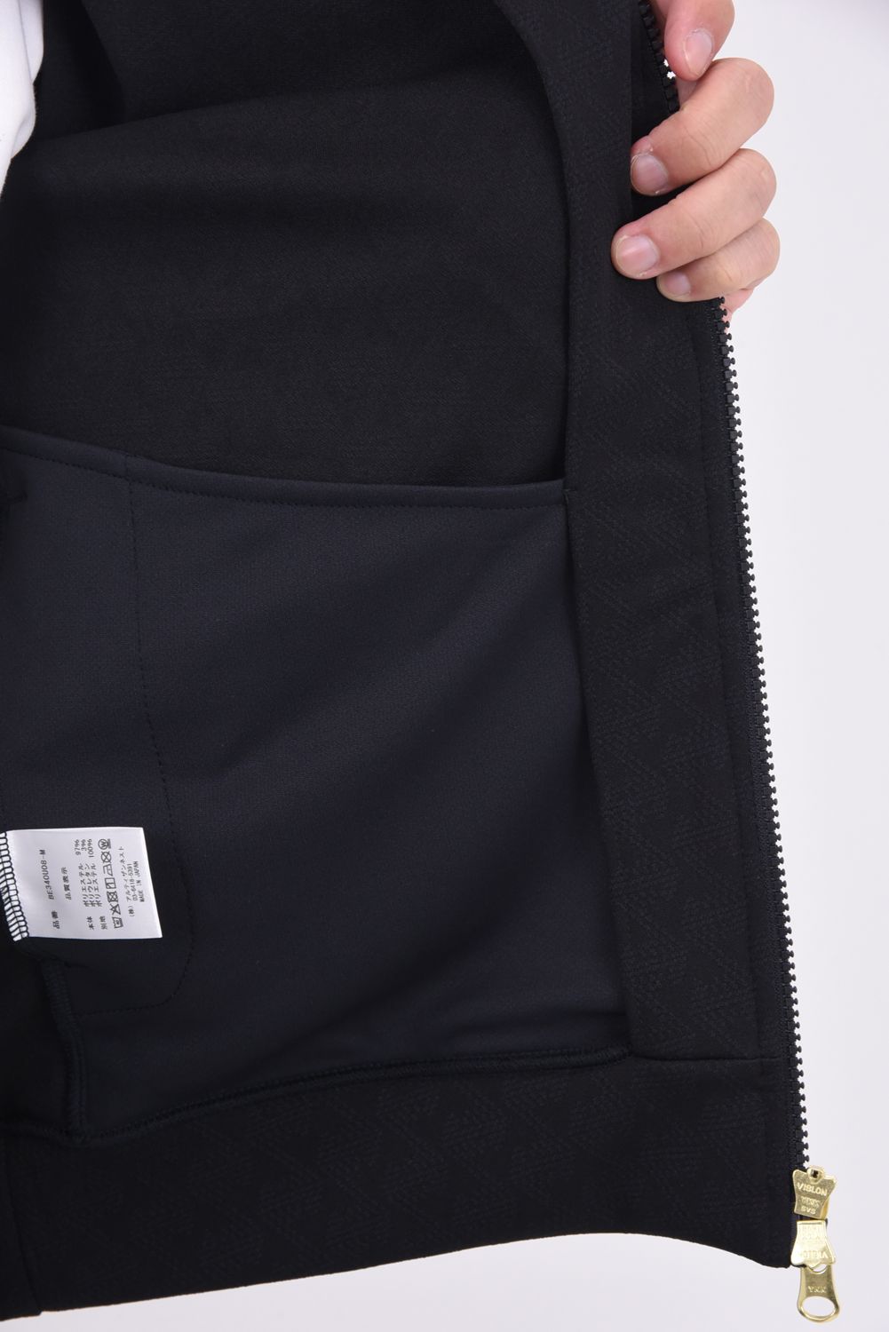 【25AW】 JACQUARD STAND COLLAR JACKET / ジャガード スタンド カラージャケット (ブラック)*