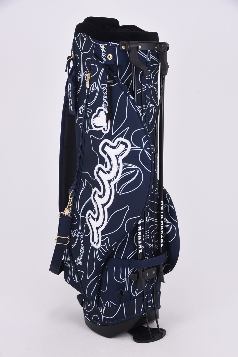 【銀行振込・代金引換不可】【返品・交換不可】 CADDY BAG & COVER / ボタニカル柄 キャディバッグ&ヘッドカバーセット (ネイビー)