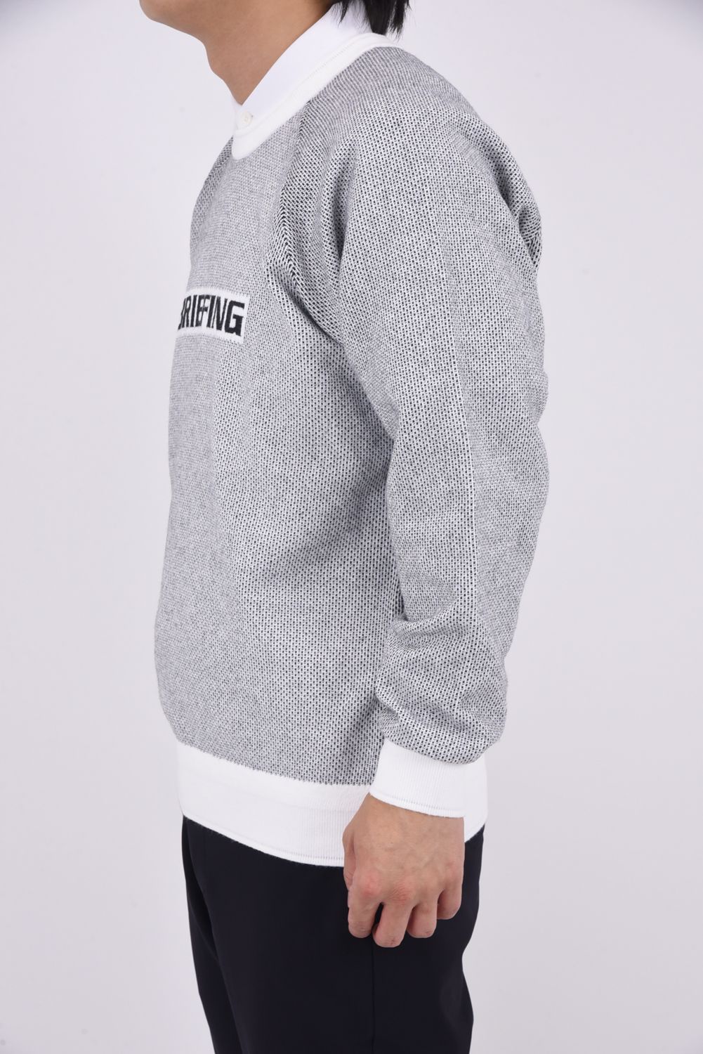 【25AW】 MEN'S MS BIRDS EYE LOGO CREWNECK KNIT / フロントロゴ バーズアイパターン クルーネックニット (ホワイト)