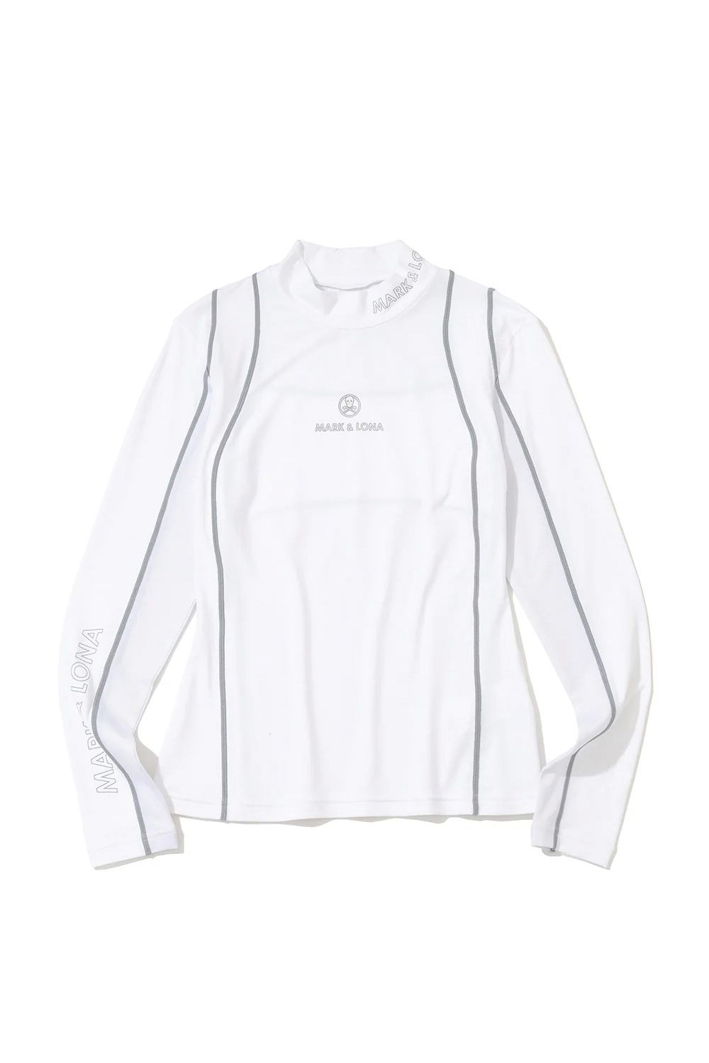 【26AW】【レディース】 CONTOUR MESH L/S TOP / メッシュ切り替え サイドライン インナーモックネックTシャツ (ホワイト)