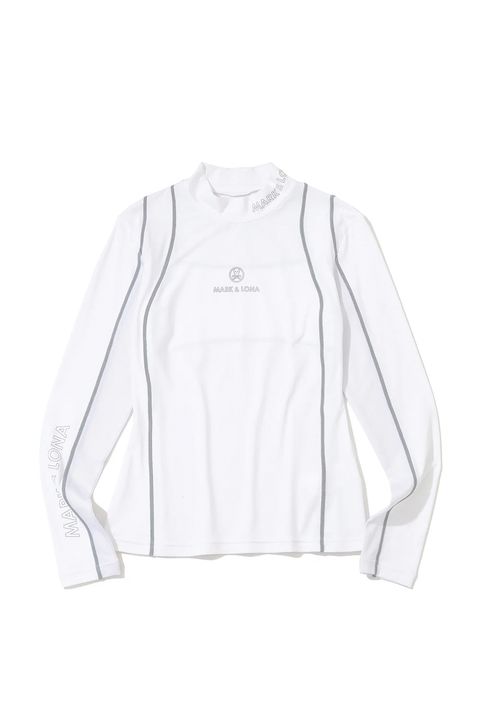 【26AW】【レディース】 CONTOUR MESH L/S TOP / メッシュ切り替え サイドライン インナーモックネックTシャツ (ホワイト)