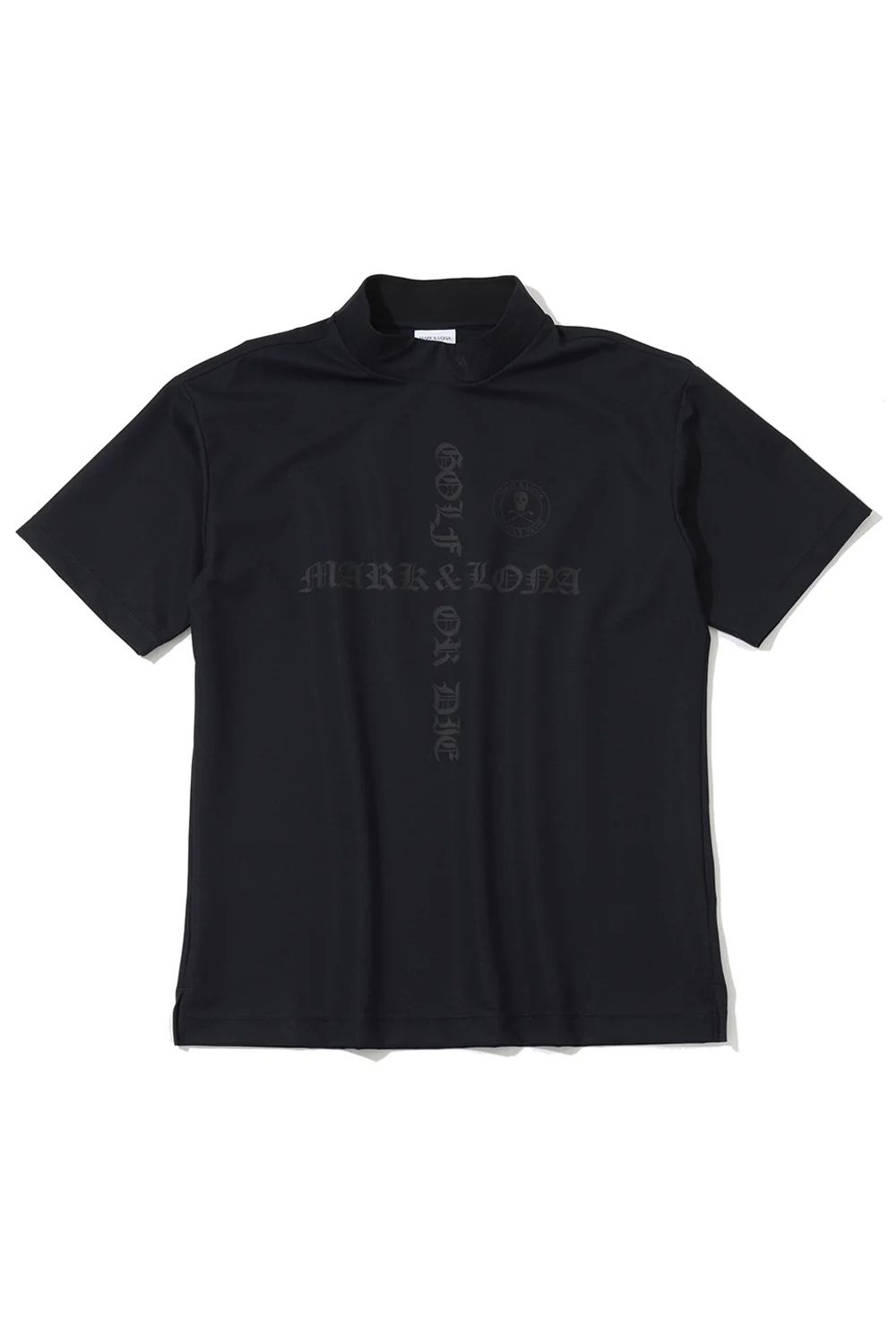 【26SS】 CROCE WAFFLE MOCK NECK TEE / ナイロンワッフル ブラックレターロゴ モックネックTシャツ (ネイビー)