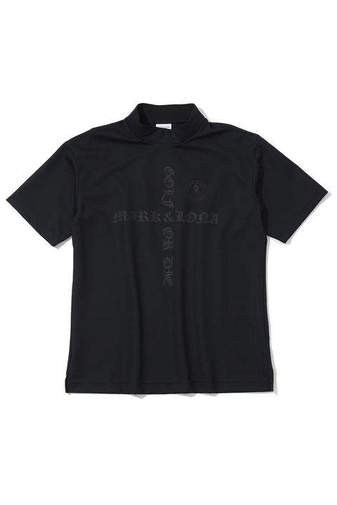 【26SS】 CROCE WAFFLE MOCK NECK TEE / ナイロンワッフル ブラックレターロゴ モックネックTシャツ (ネイビー)