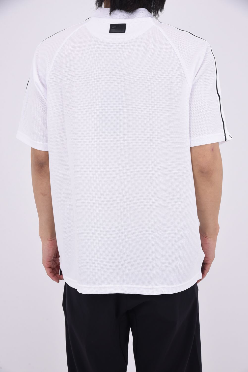 【26SS】 MEN'S LINE HIGHNECK RF / カノコ生地 ラインロゴテープ リラックスフィット モックネックTシャツ (ホワイト)