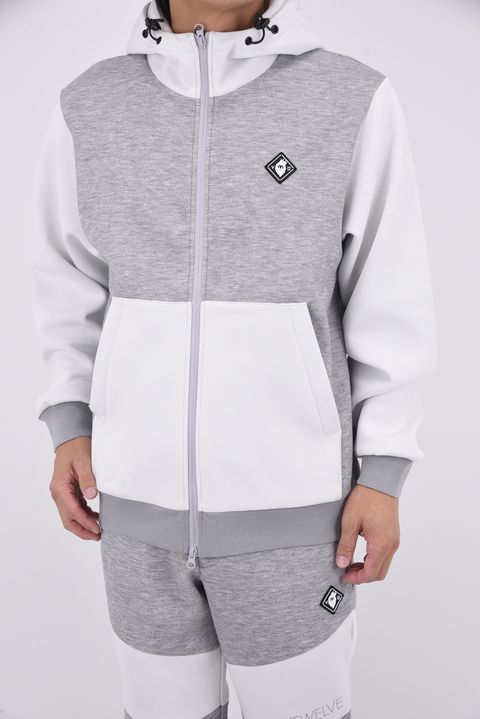 【25AW】 SW HC PARKA / ツートーン 異素材切り替え フルジップパーカー (ホワイト)