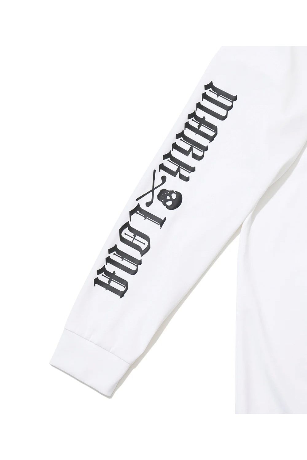 【26AW】 FRACTUR SMOOTH MOCK NECK / ブラックレターフォントロゴ 裾ゴム ロングスリーブ インナーモックネックTシャツ (ホワイト)