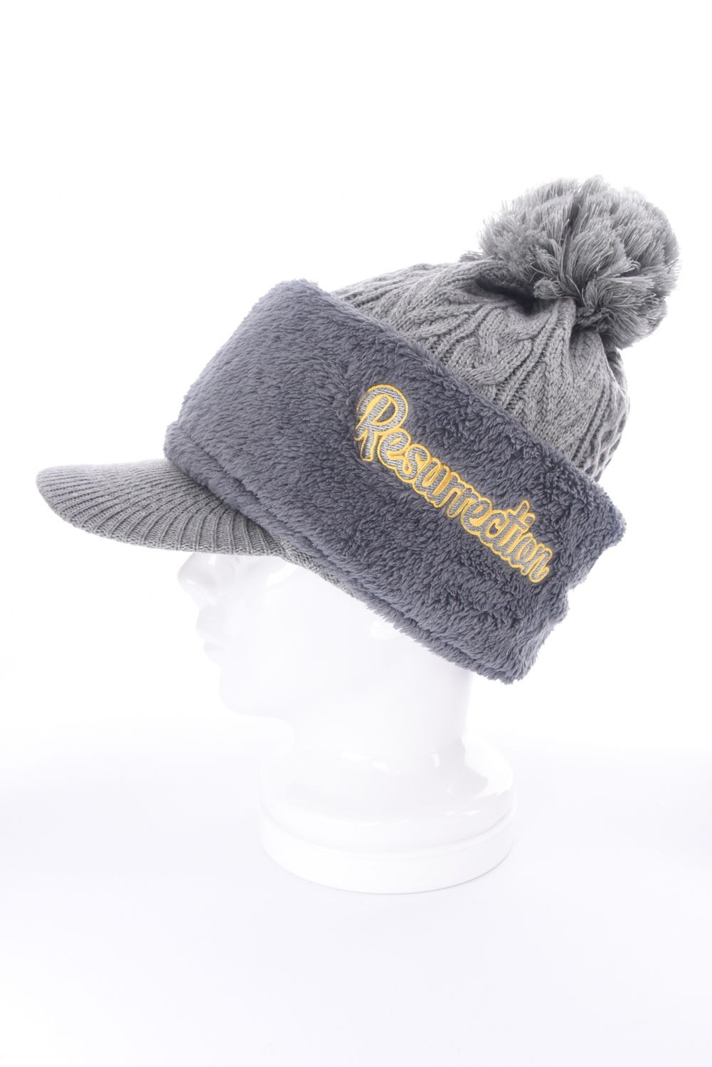 VISOR KNIT CAP / バイザー ニットキャップ（ネックウォーマー付き） (グレー)
