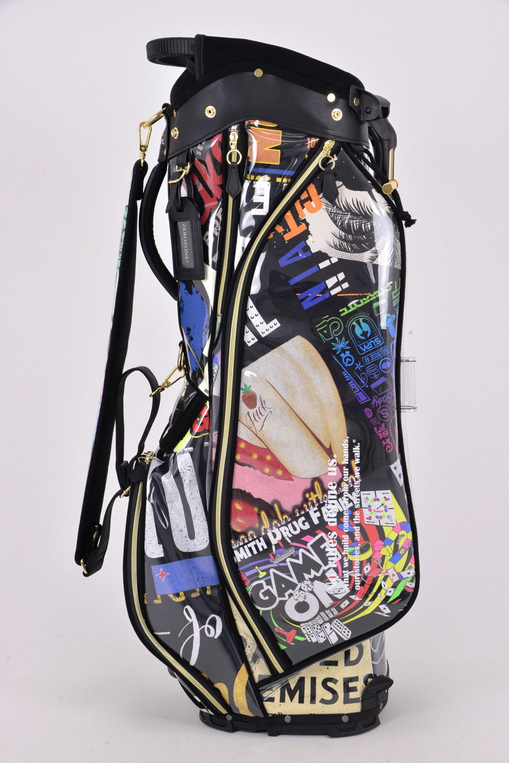 【2026 TOUMEI SERIES】【銀行振込・代金引換不可】【返品・交換不可】 ZZ26-CB01 / Tシャツリメイク パッチワーク スタンドタイプ キャディバッグ (ブラック)