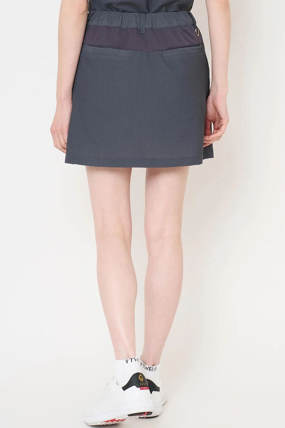 【26SS】【レディース】 AIRY AWA SKIRT / ワッフル生地 ブランドロゴ スカート (インナーパンツ一体型) (グレー)