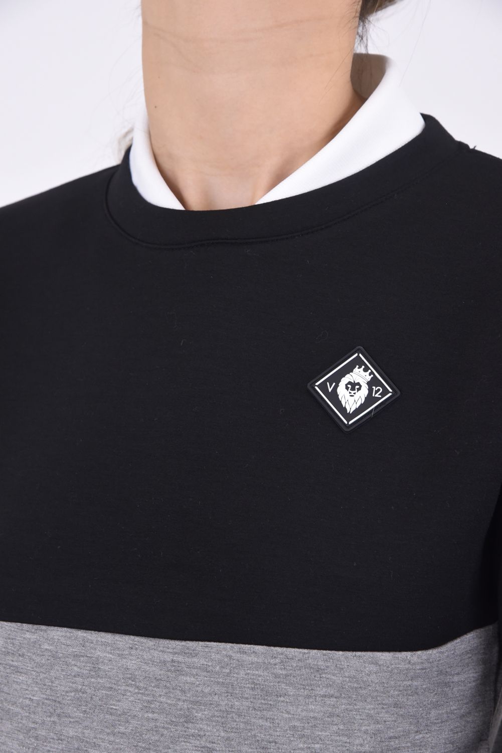 【期間限定ポイント10倍】【レディース】 BICOLOR TOP / バイカラー バックロゴプリント スウェット クルーネック (ブラック)