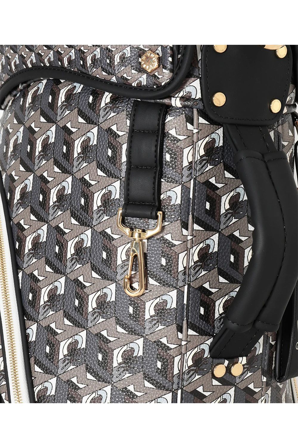 【26AW】 PRISME TOUR CADDIE BAG / 3Dキューブパターン シンセティックレザー カートタイプ キャディバッグ (ブラック)