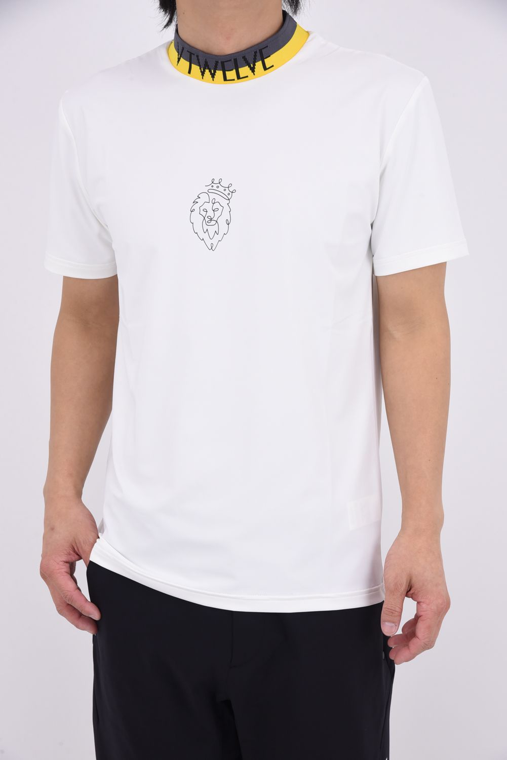 【26SS】 ONE HAND MOCK / バイカラージャカード モックネックTシャツ (ホワイト)