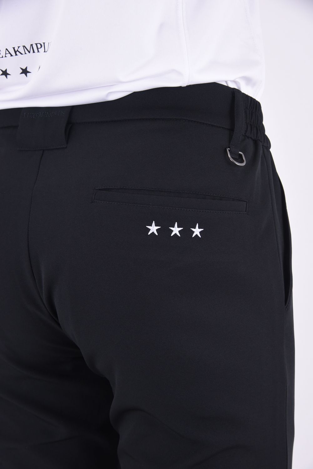【春夏仕様】BASIC LOGO PANTS / ベーシックロゴ ストレッチ ロングパンツ (ブラックホワイトロゴ)