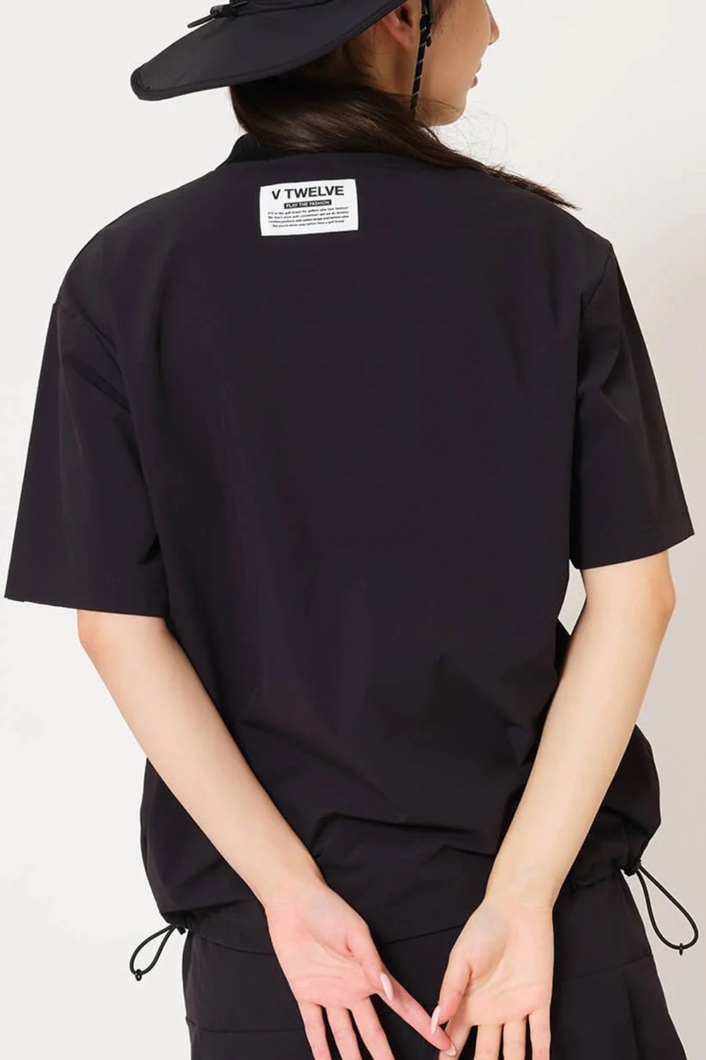 【26SS】【レディース】 OZ MOCK / ストレッチナイロン カンガルーポケット モックネックTシャツ (ブラック)