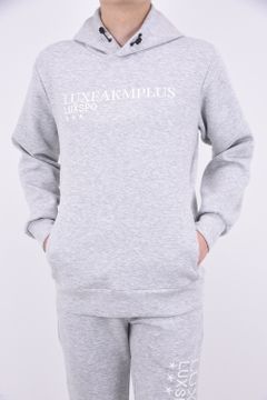 EMBROIDERY HOODY /  ブランドロゴ 刺繍 プルオーバー トップグレー