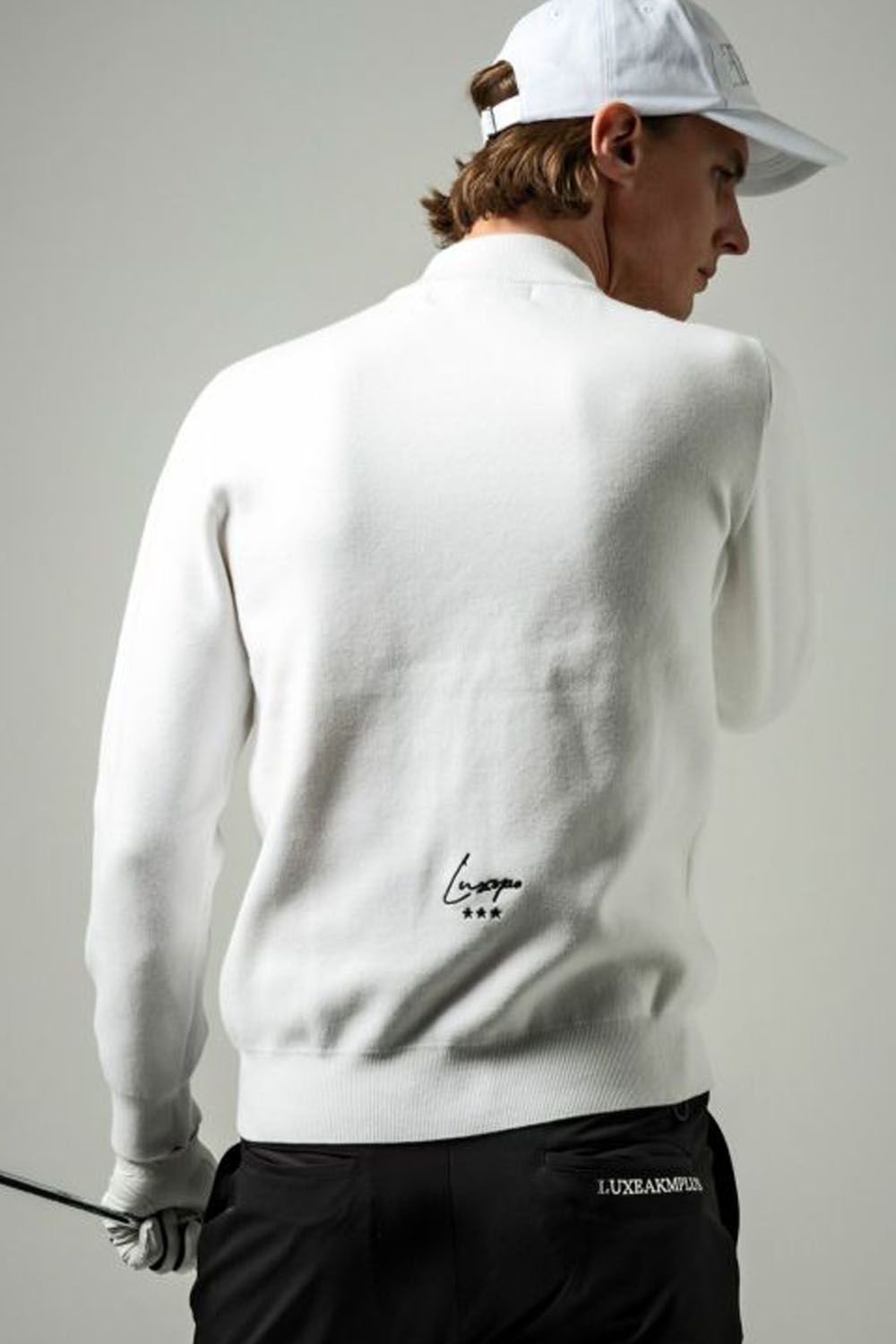 SIMPLE LOGO KNIT / ブランドロゴ ロングスリーブ ハイネック ニット (ホワイト)