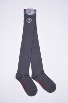 【26SS】【レディース】 LAUREL SKULL OVER-KNEE SOCKS / アイアンスカル刺繍 オーバーニーソックス (チャコール)