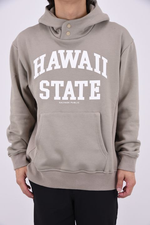 【26AW】 Mahana Standneck Hoodie (Hawaii State) / 裏起毛 カレッジスタイル プルオーバーパーカー (グレージュ)