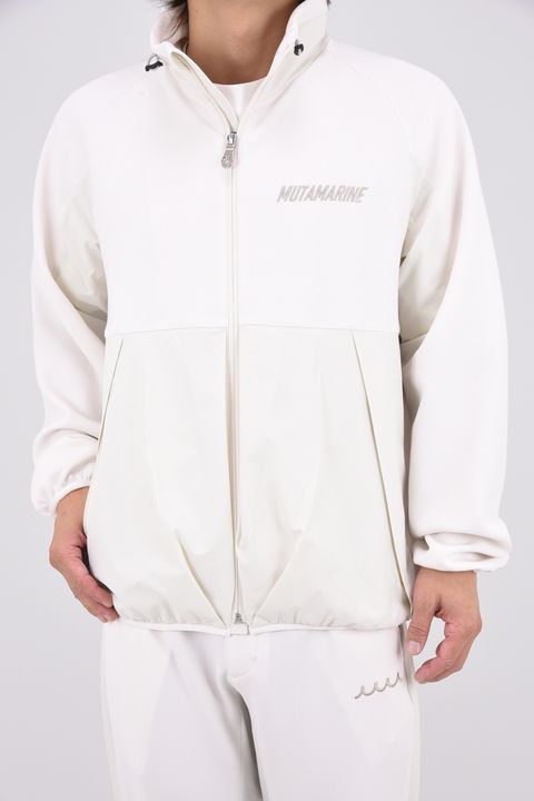 【26AW】 BI-FABRIC TRAINING BLOUSON / ダンボールニット 異素材切り替え トレーニングブルゾン (ホワイト)