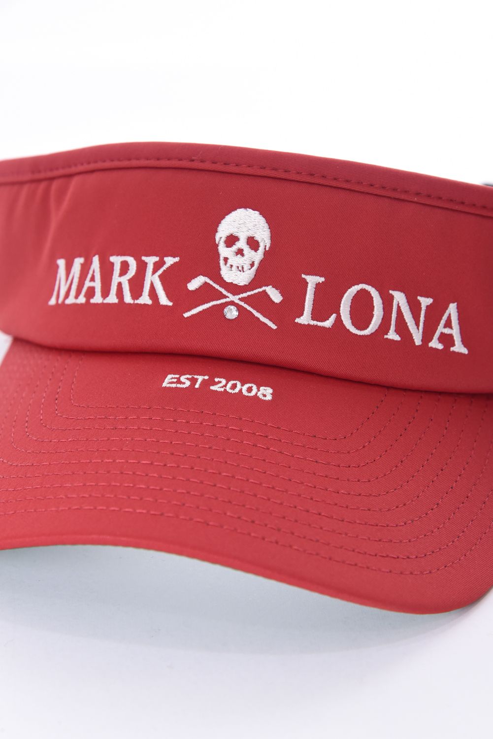 【26SS】 IRON SKULL CRYSTAL ACCENT VISOR / アイアンスカル ブランドロゴ刺繍 サンバイザー (レッド)