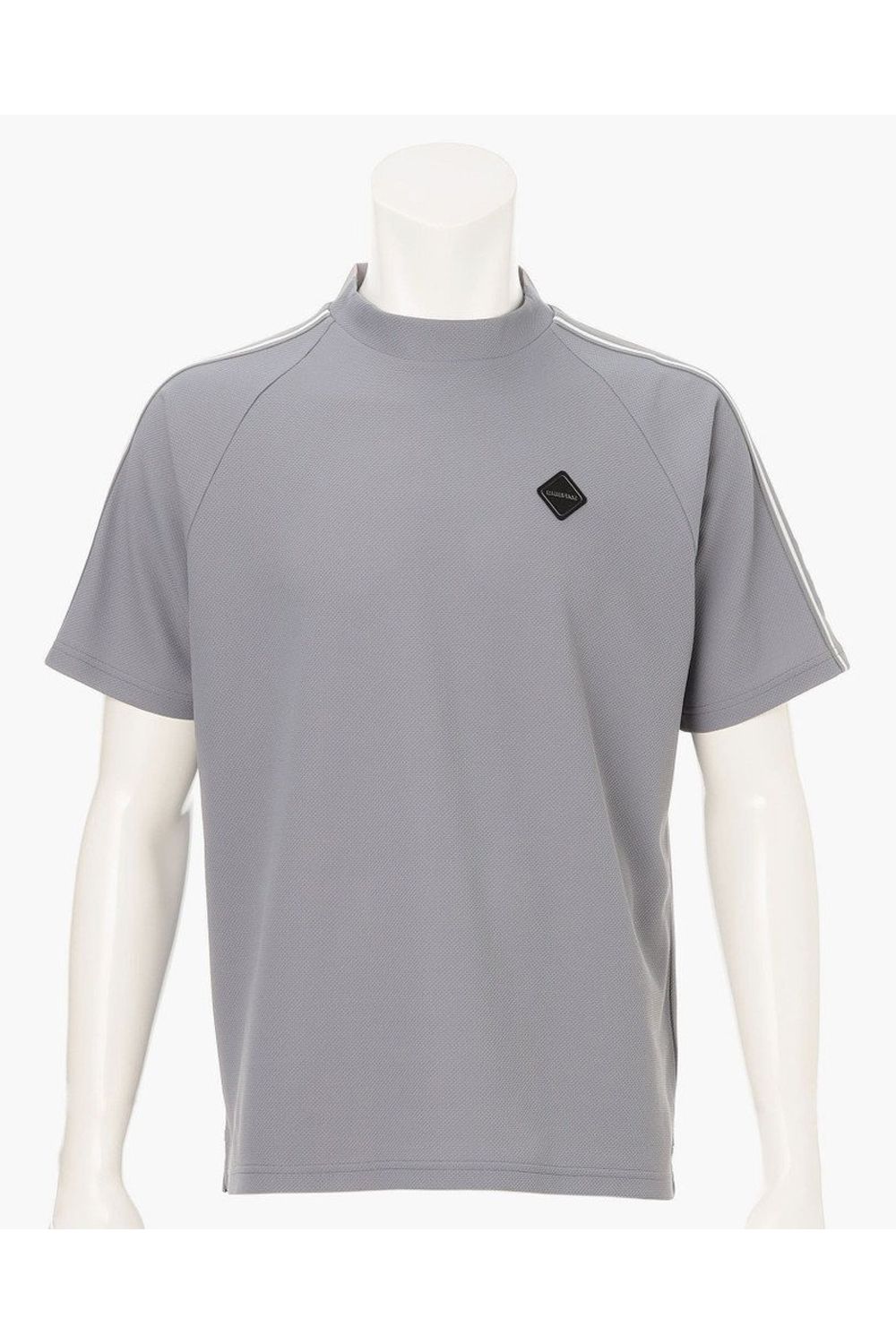 【26SS】 MEN'S LINE HIGHNECK RF / カノコ生地 ラインロゴテープ リラックスフィット モックネックTシャツ (グレー)