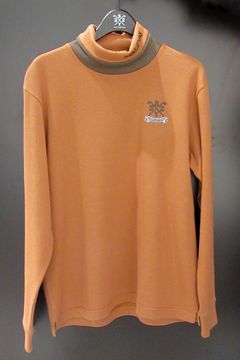 【26AW】 SOFT BULKY LAYERED HIGH NECK SHIRTS / レイヤード風 ロングスリーブ モックネックTシャツ (ダークオレンジ) (10月中旬入荷予定）