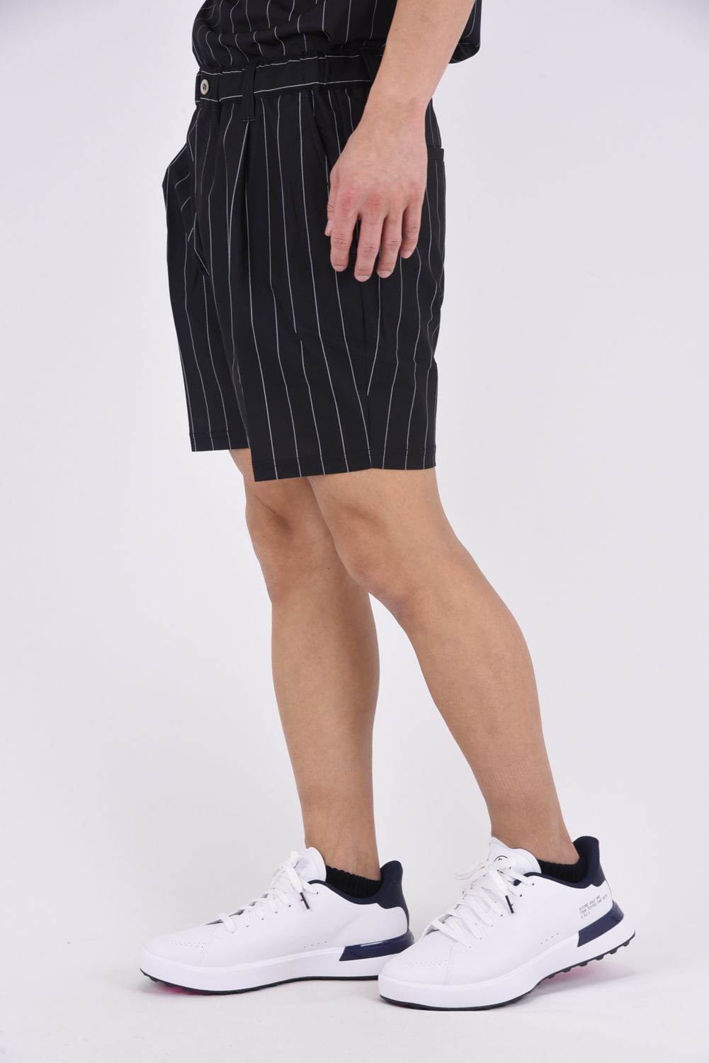 【26SS】 STRIPE TUCK HALF PANTS / ピンストライプ タックショートパンツ (ブラック)