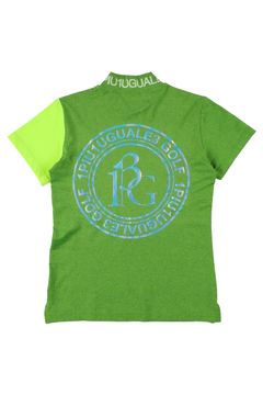 【レディース】 CRAZY BACK CIRCLE MOCK / クレイジーパターン バック サークルロゴ 半袖 モックネック Tシャツ (グリーン / イエロー)
